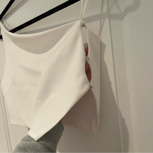 zara one shoulder crystal button top - Picture 3 of 4